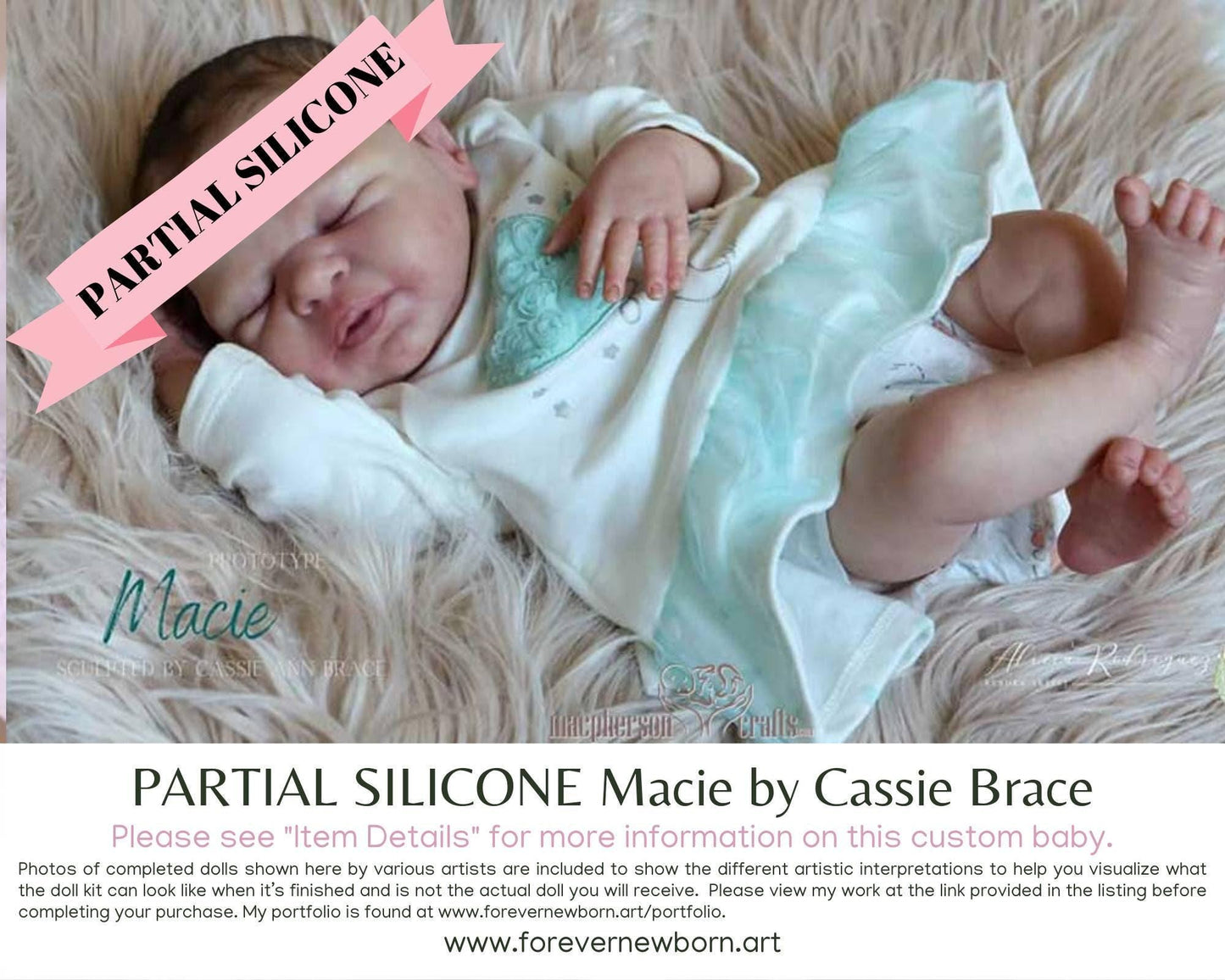 Macie Partial Silicone Baby Doll by Cassie Brace (19" Full Limbs)