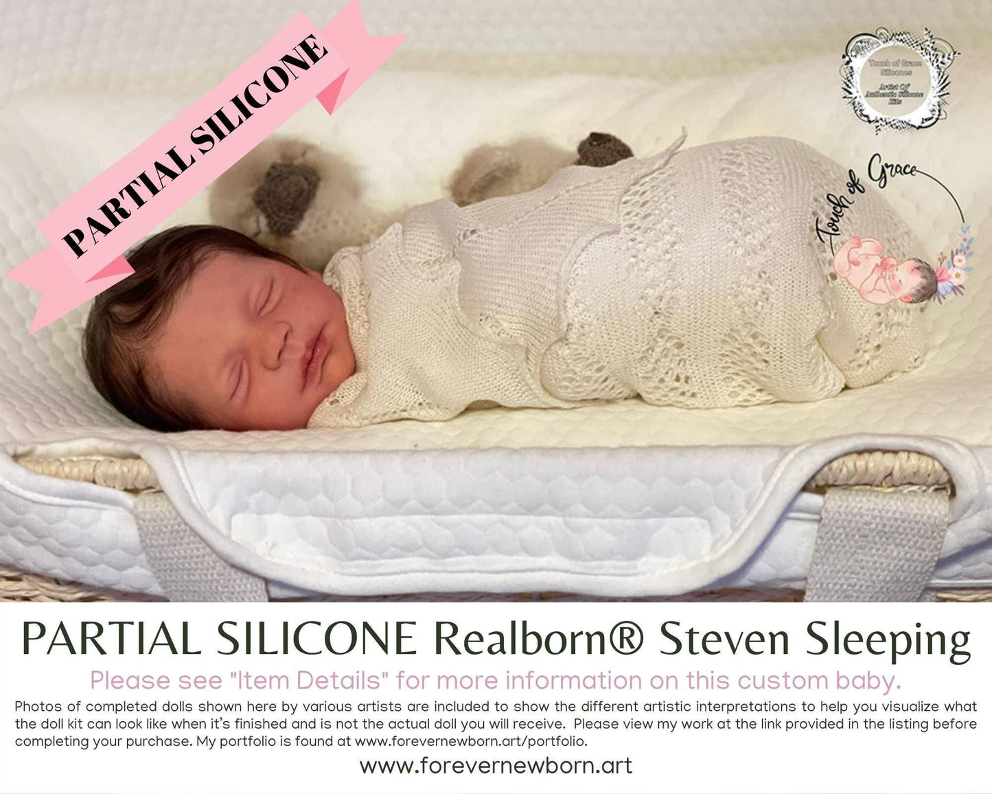 Realborn Steven Sleeping: Partial Silicone Cloth Body Doll (18.5" Full Limbs)