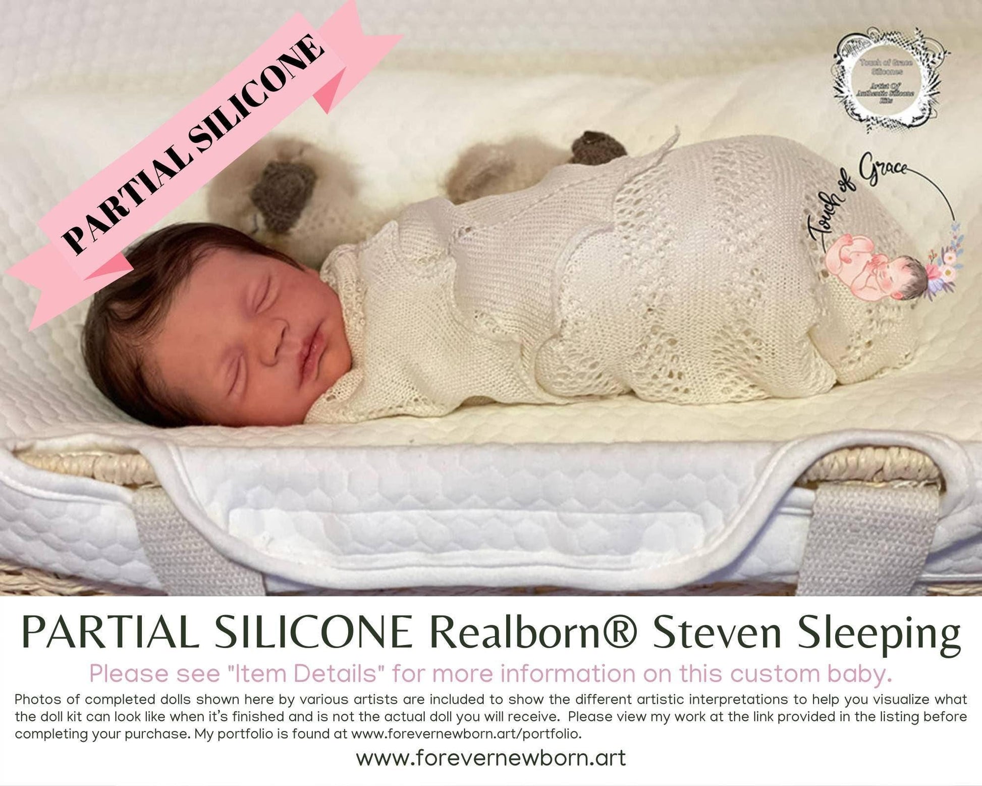 Realborn Steven Sleeping: Partial Silicone Cloth Body Doll (18.5" Full Limbs)