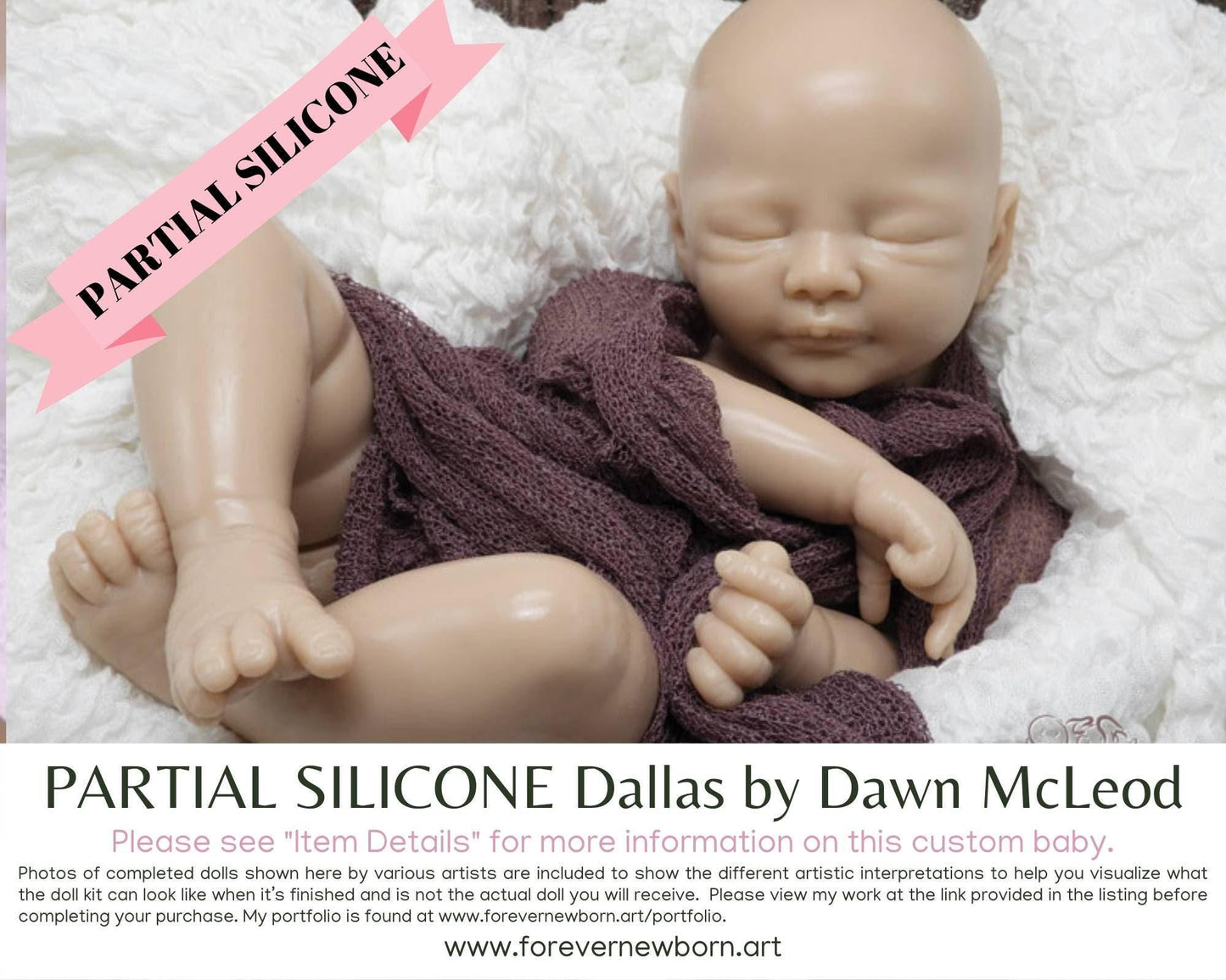 Dallas Partial Silicone Baby Doll by Dawn McLeod (21" Full Limbs)