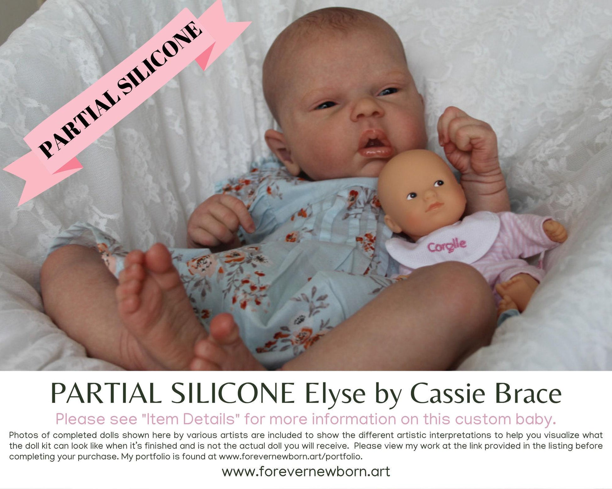 Elyse Partial Silicone Baby Doll by Cassie Brace (22" + Full Limbs)