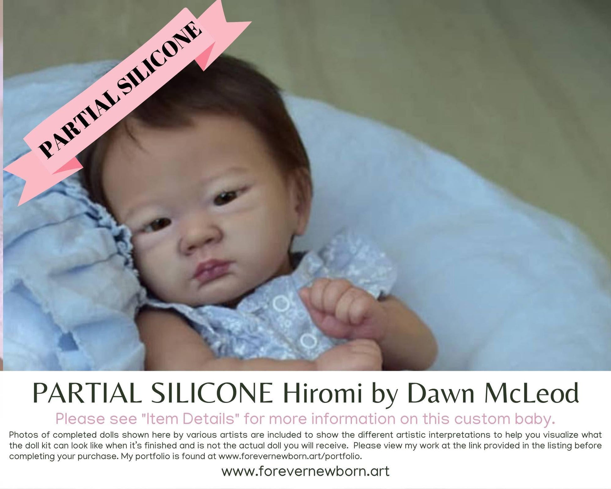 Hiromi Partial Silicone Baby Doll (20" Full Limbs)