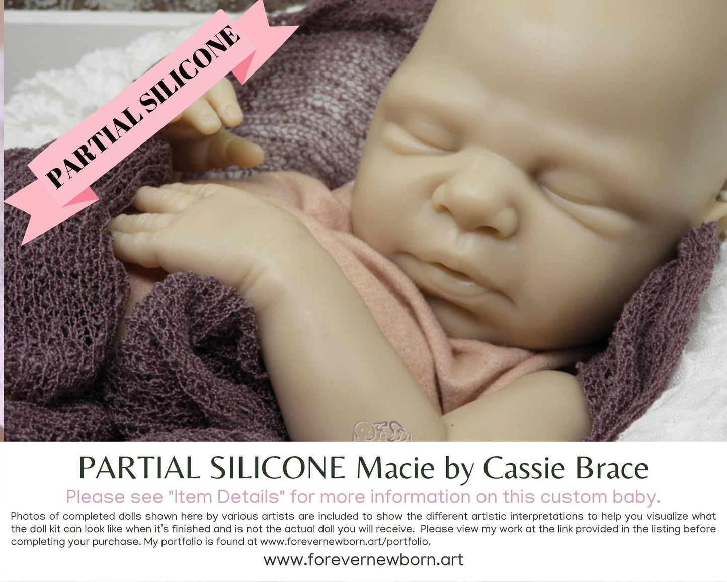 Macie Partial Silicone Baby Doll by Cassie Brace (19" Full Limbs)