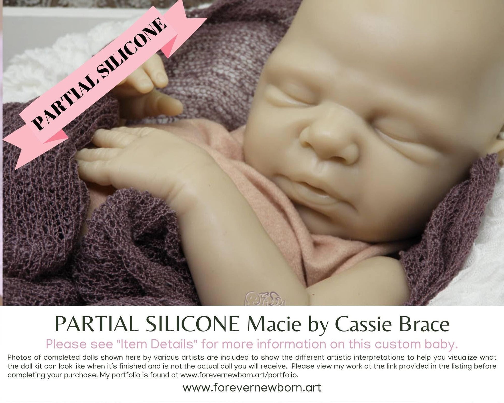 Macie Partial Silicone Baby Doll by Cassie Brace (19" Full Limbs)