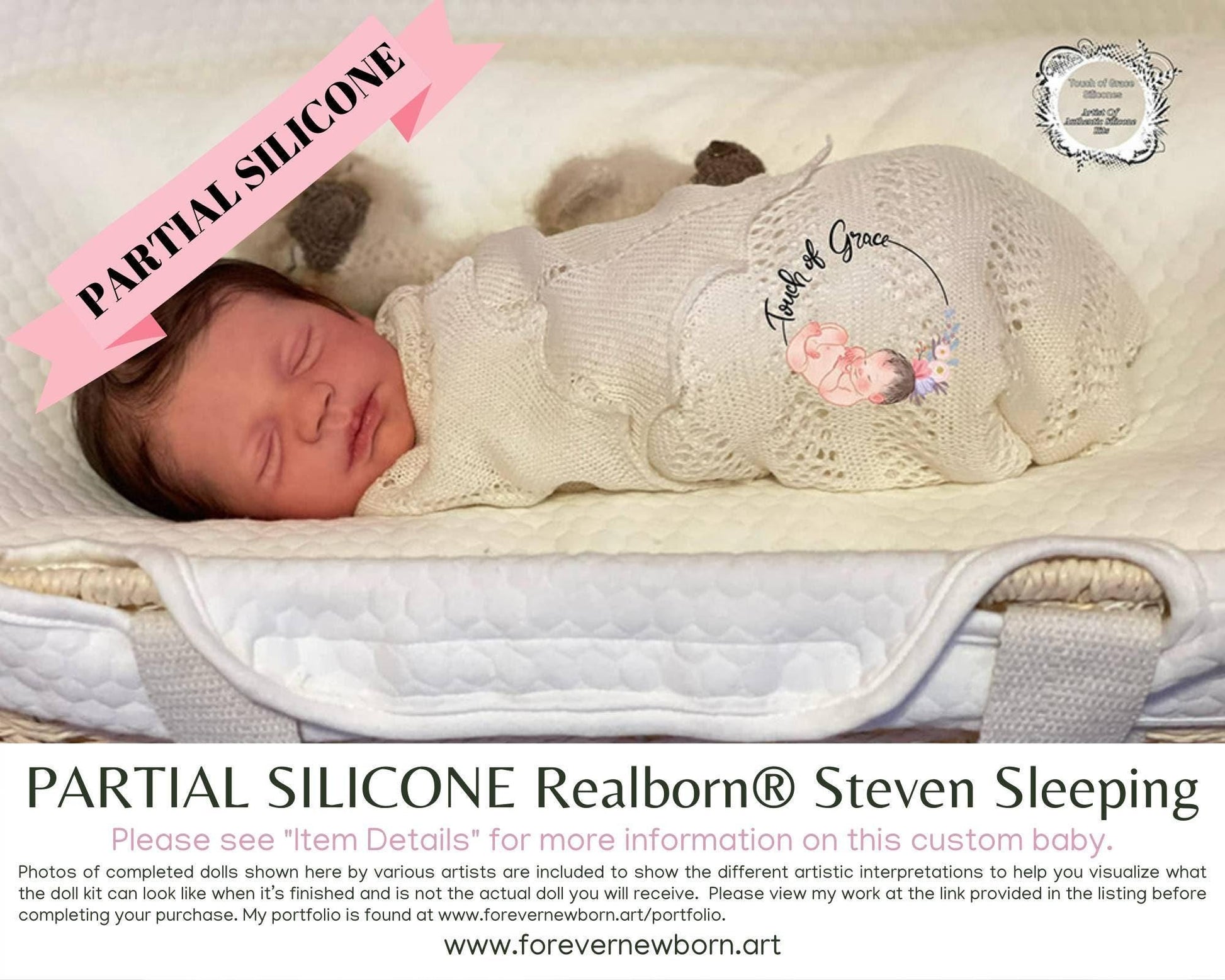 Realborn Steven Sleeping: Partial Silicone Cloth Body Doll (18.5" Full Limbs)