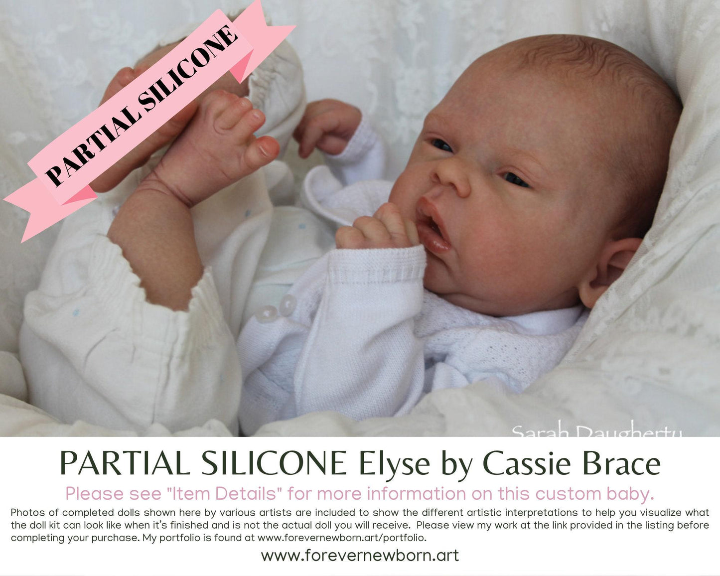 Elyse Partial Silicone Baby Doll by Cassie Brace (22" + Full Limbs)