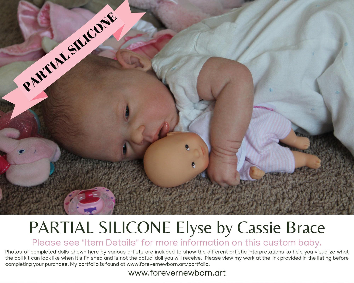 Elyse Partial Silicone Baby Doll by Cassie Brace (22" + Full Limbs)