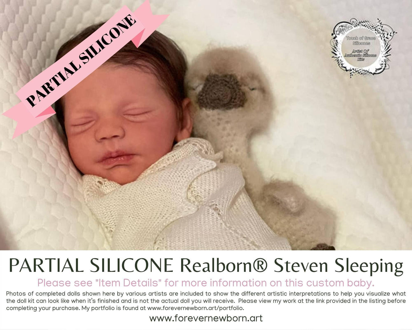 Realborn Steven Sleeping: Partial Silicone Cloth Body Doll (18.5" Full Limbs)