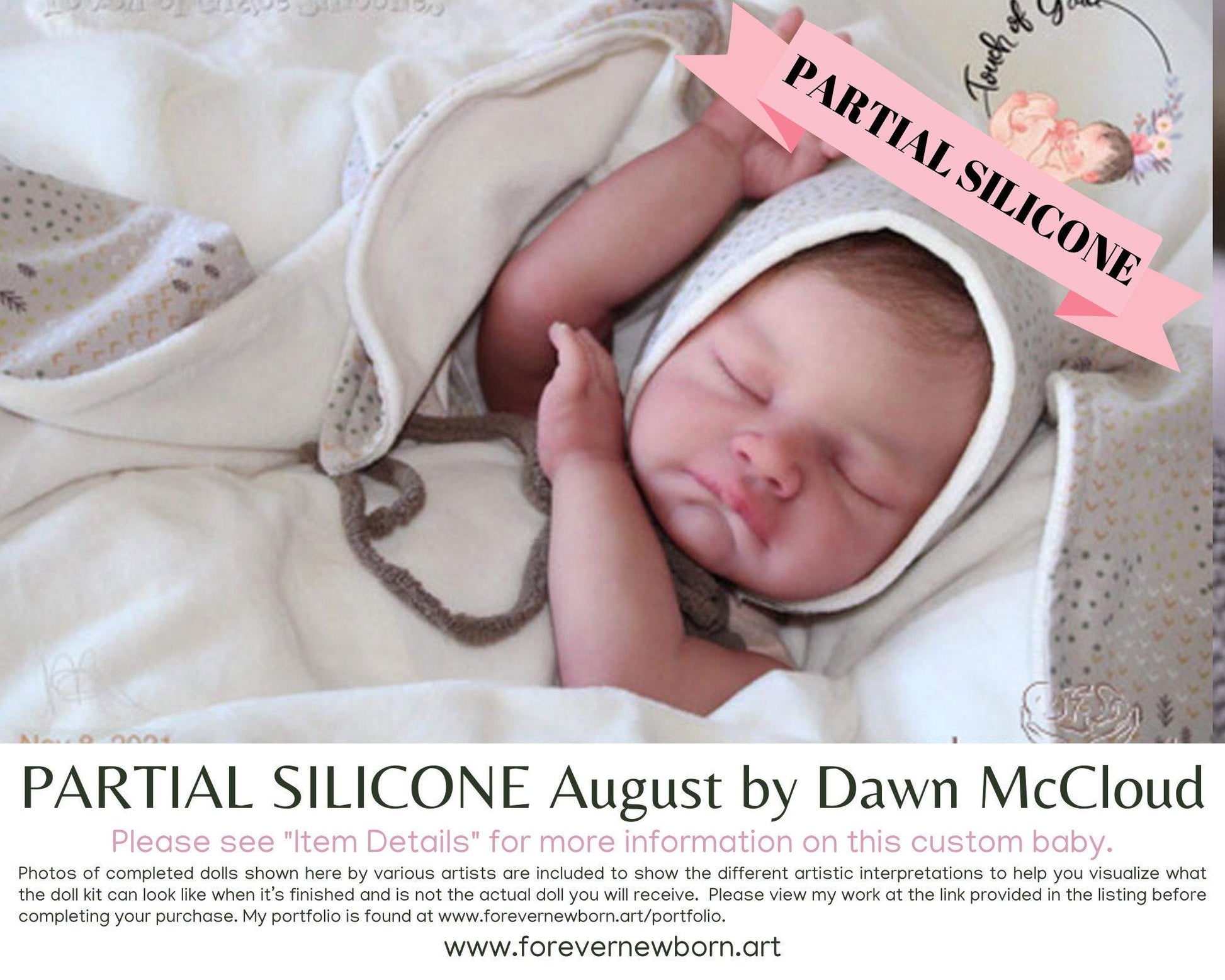 Partial Silicone Baby Doll: August by Dawn McCloud (22" + Full Limbs)