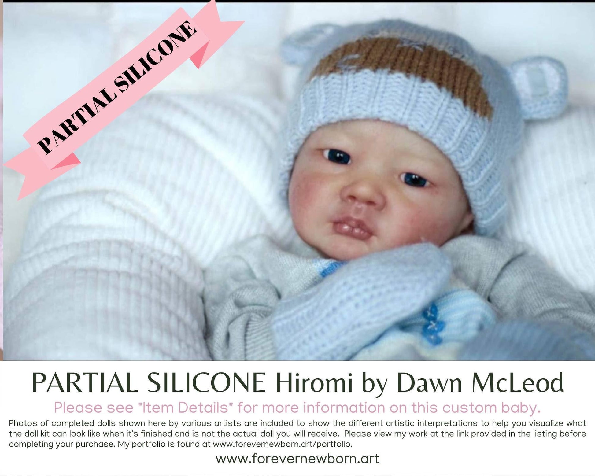 Hiromi Partial Silicone Baby Doll (20" Full Limbs)