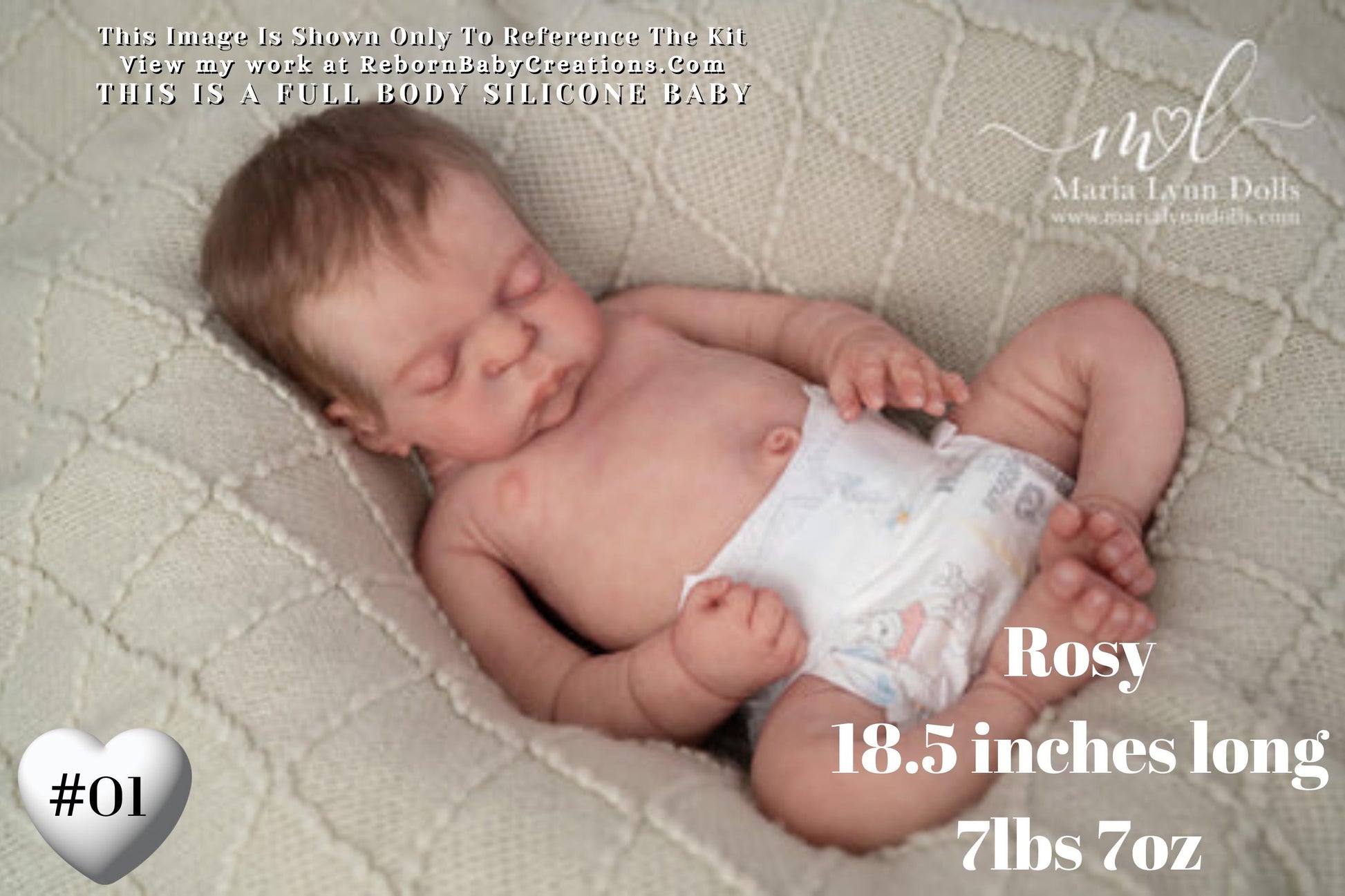 Rosy/Russell: Full Body Silicone Baby (18in, 7lb 7oz)