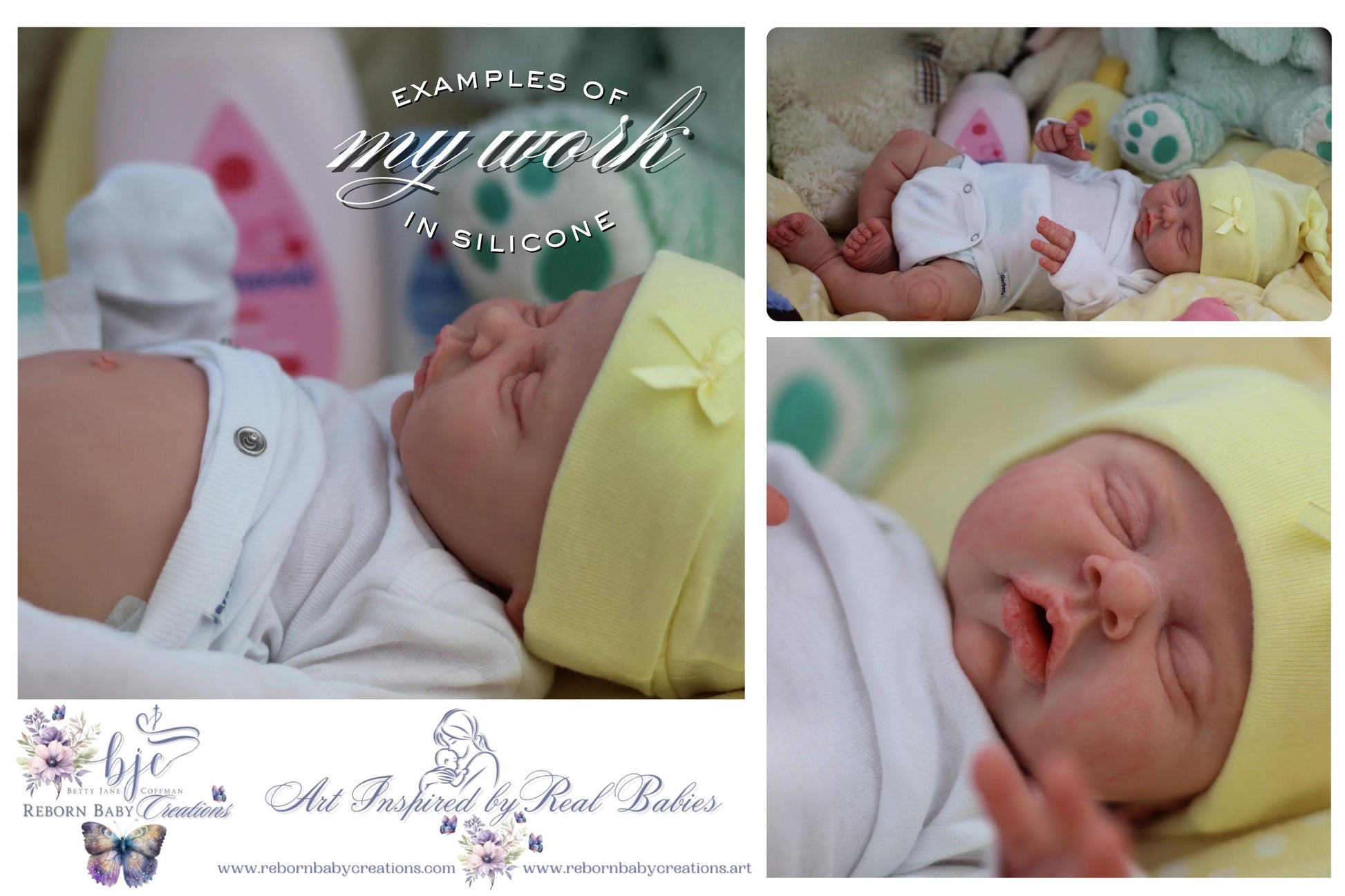 a collage of photos of a newborn baby