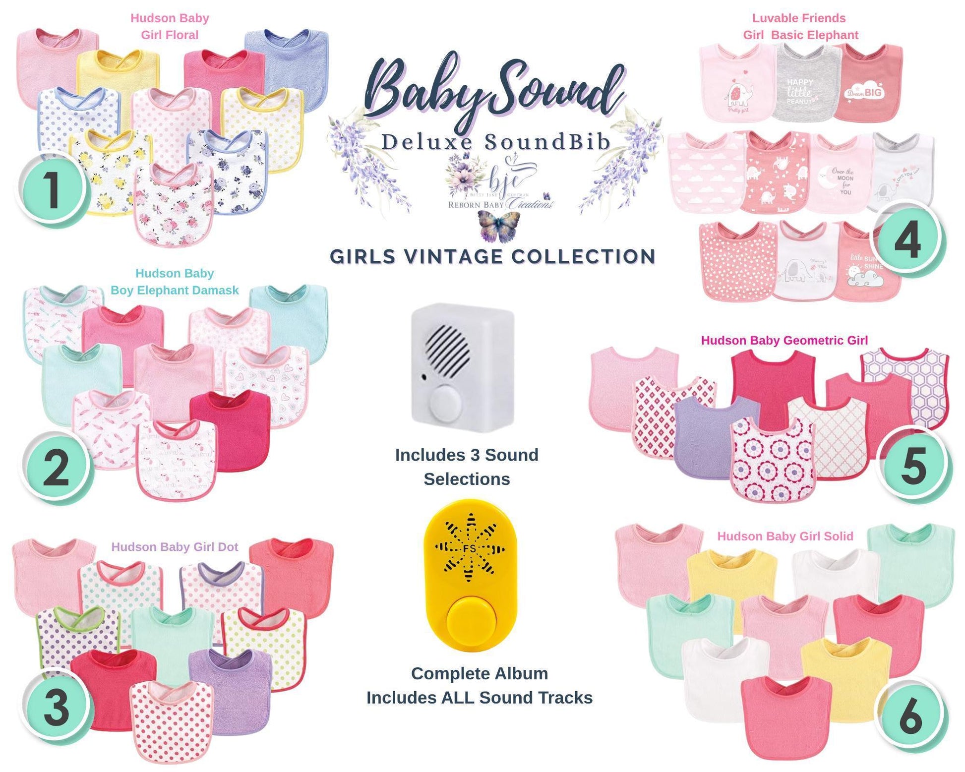 BabySound Bib: Real Baby Sounds In A Sweet Bib! Fun For Interactive Play. Doll Not Included.