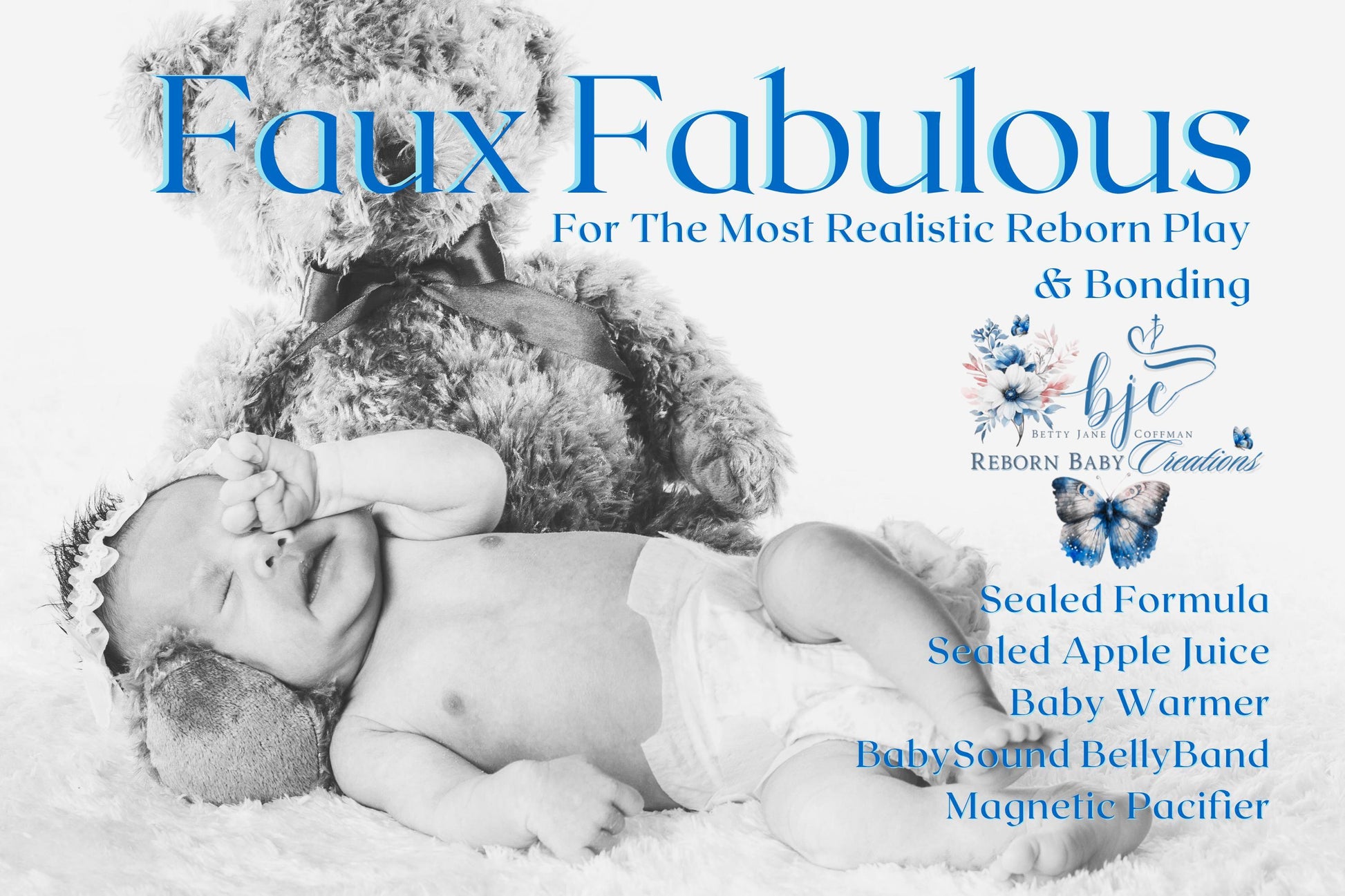 Reborn Doll Gift Set: Formula, Juice, Sound Box In BellyBand, Pacifier. Doll Not Included.