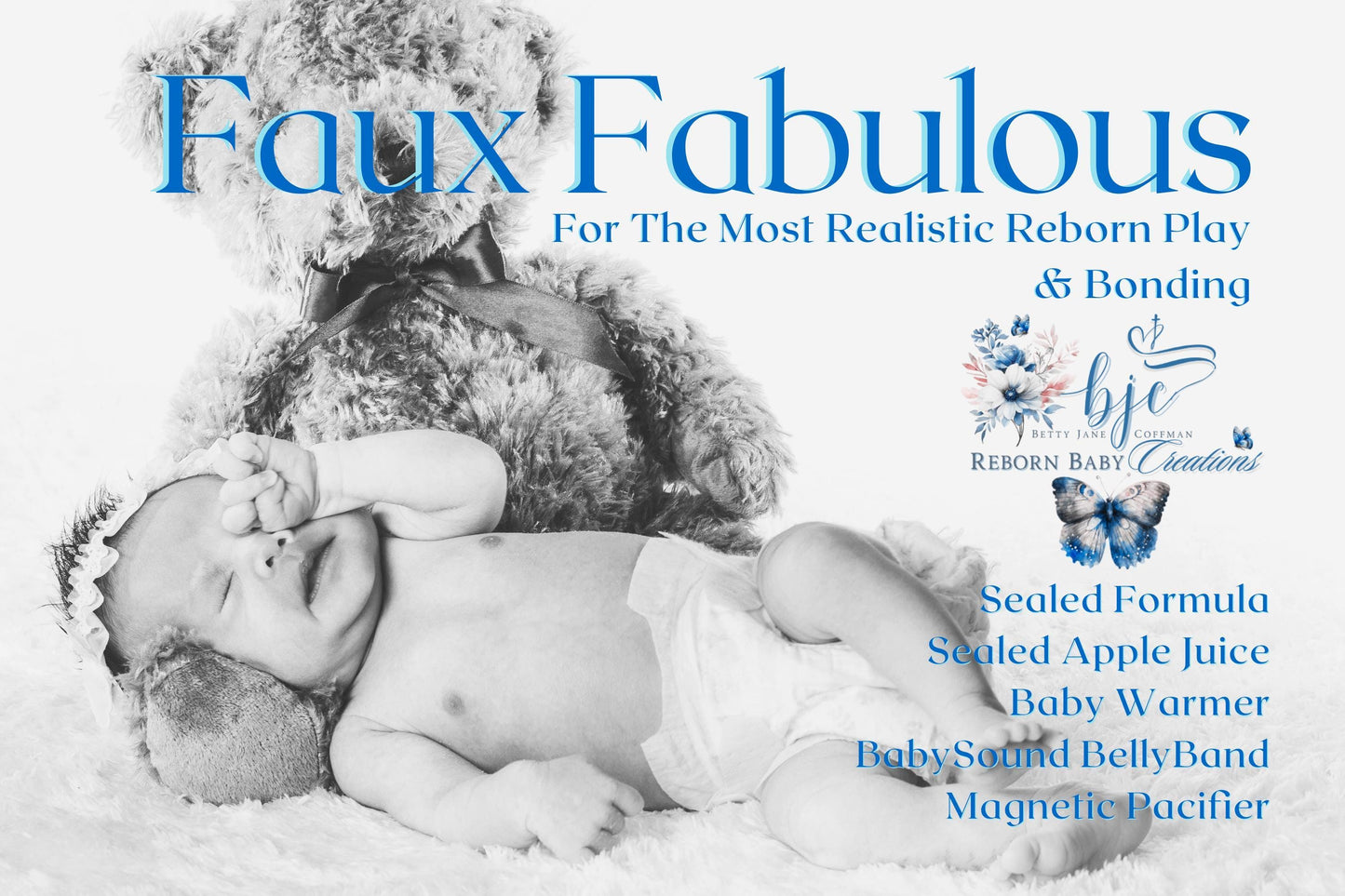 Reborn Doll Gift Set: Formula, Juice, Sound Box In BellyBand, Pacifier. Doll Not Included.