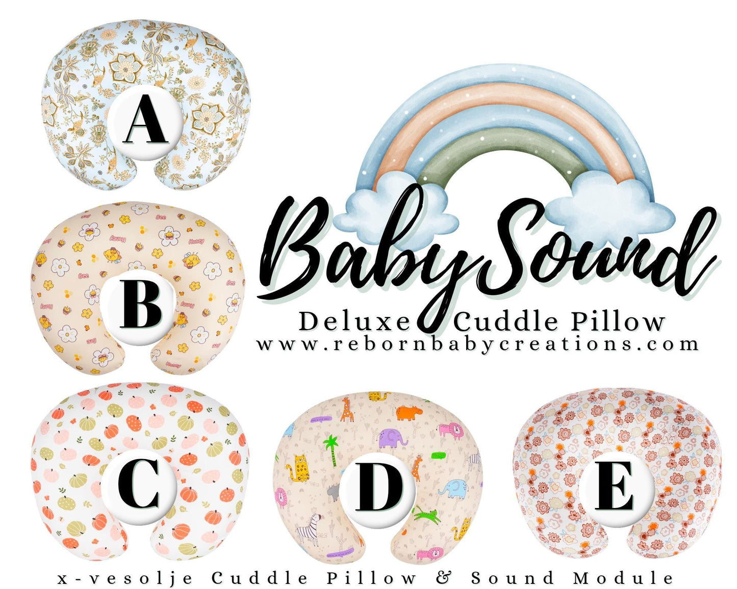 BabySound Cuddle Pillow: Real Baby Sounds Fun For Interactive Reborn Play. Doll Not Included.