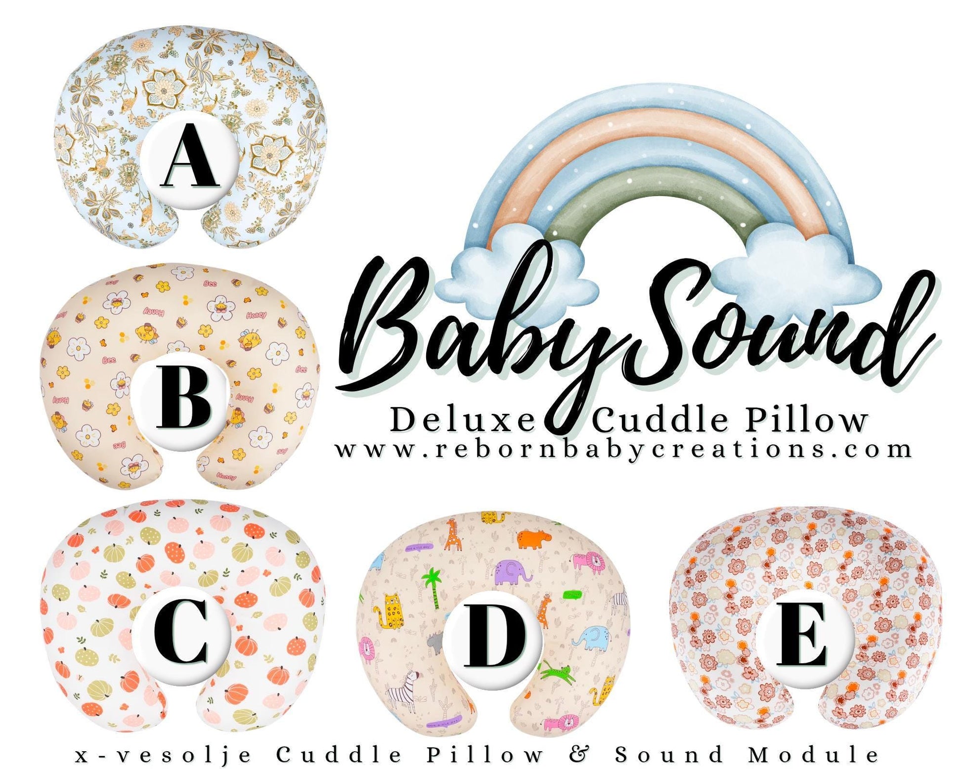 BabySound Cuddle Pillow: Real Baby Sounds Fun For Interactive Reborn Play. Doll Not Included.
