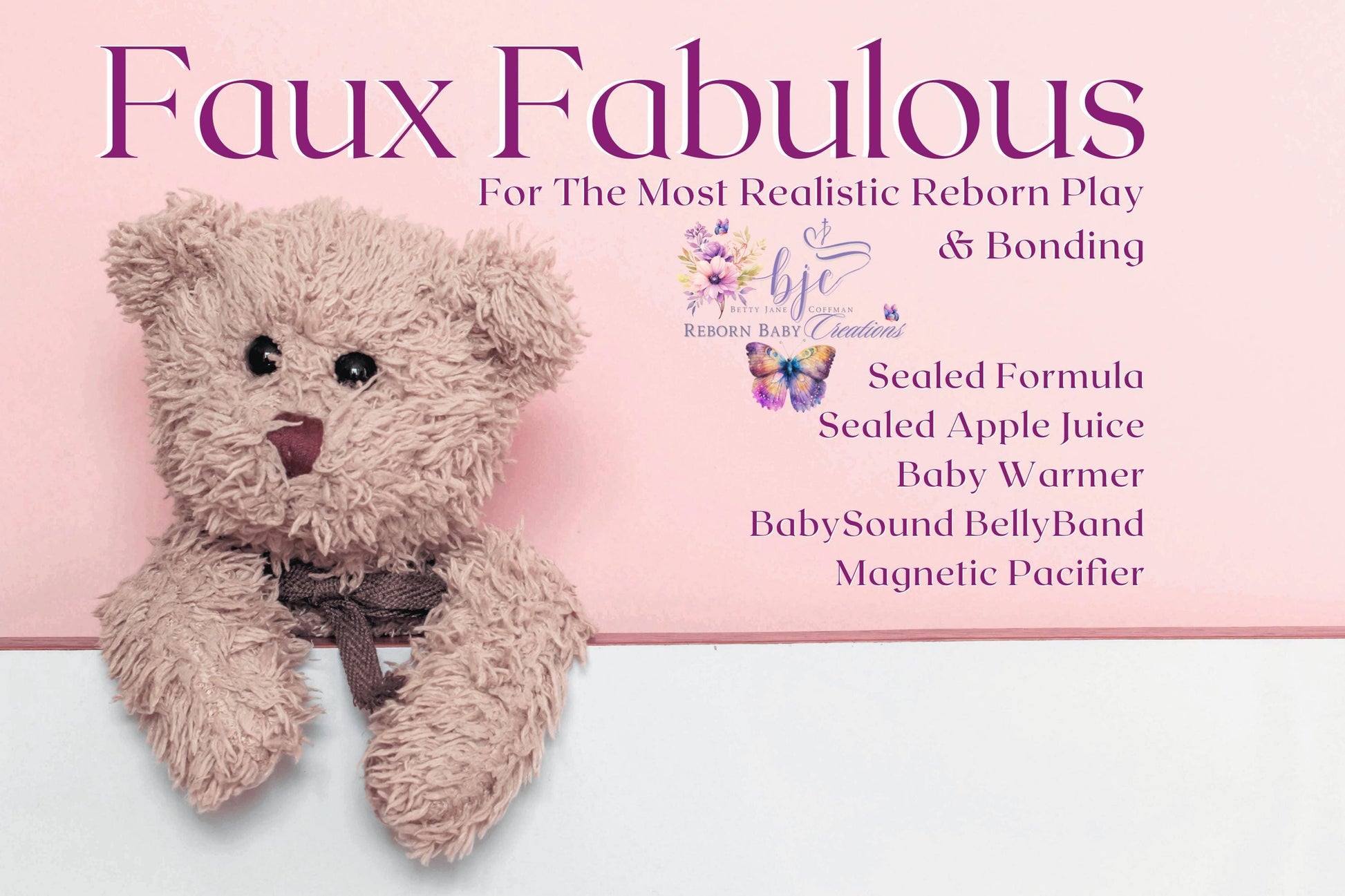 Reborn Doll Gift Set: Formula, Juice, Sound Box In BellyBand, Pacifier. Doll Not Included.